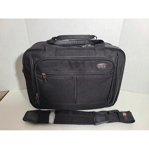 Victorinox Black Travel Laptop Briefcase with Shoulder Strap